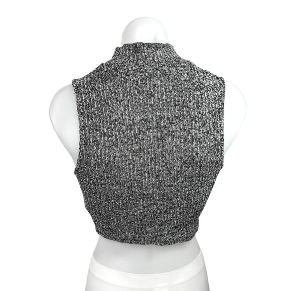 Urban Outfitter Silence + Noise Dark Gray Turtleneck Sleeveless Crop Sweater Top - Picture 2 of 4